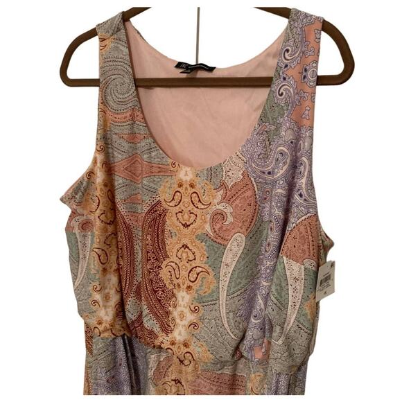 I.N.C. Sleeveless Asymmetrical Hem Blouson Dress Size 1X Paisley Labyrinth NWT - Picture 2 of 8